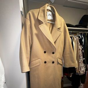 ZARA tan/taupe long texture coat